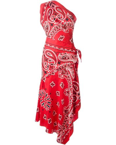 Moschino Bandana Print Evening Dress - Red