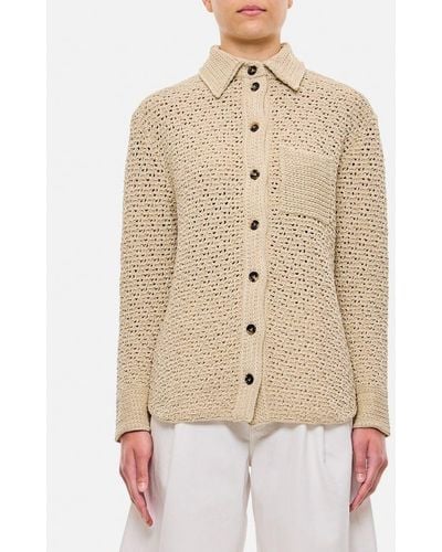Bottega Veneta Camicia In Cotone Effetto Crochet - Neutro