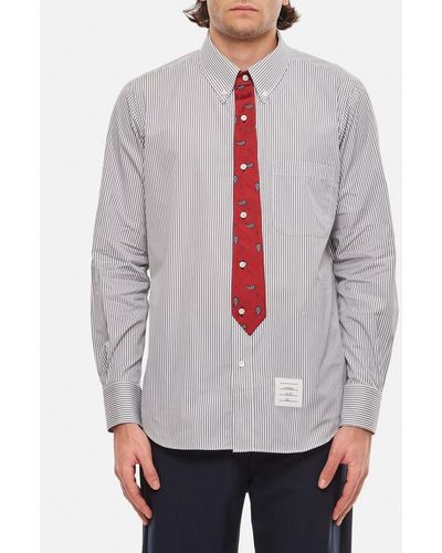 Thom Browne Camicia Con Cravatta - Grigio