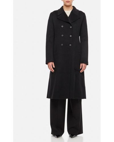 Lanvin Double Breasted Mid Length Cashmere Coat - Nero