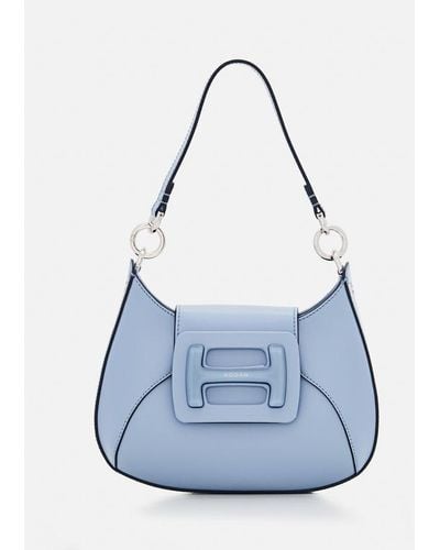 Hogan Mini H Plexi Leather Hobo Bag - Blu