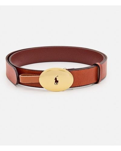 Polo Ralph Lauren Cintura Con Fibbia Logo - Marrone