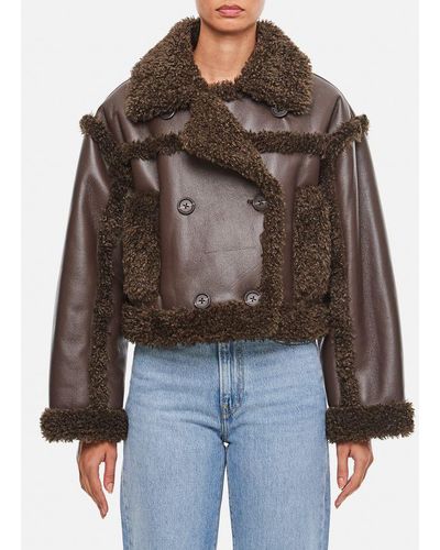 Stand Studio Giacca Kristy In Eco Shearling - Marrone