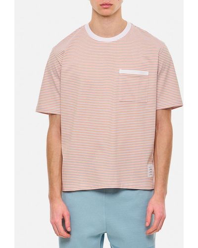 Thom Browne T-shirt Oversize Con Taschino In Cotone - Arancione