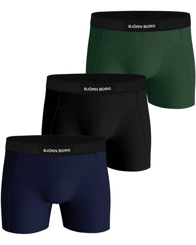 Björn Borg Premium Cotton Stretch Boxer 3-pack - Grün