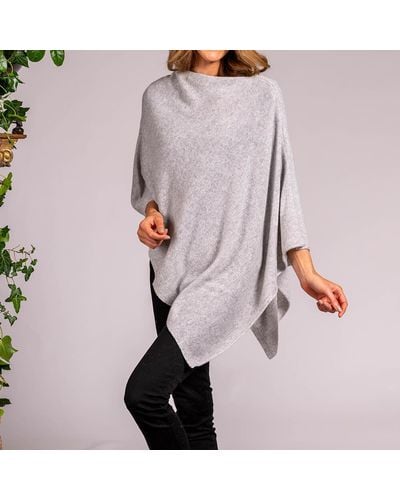 Black Dove Grey Knitted Cashmere Poncho