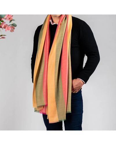 Black Shelford Striped Silk And Wool Scarf - Red