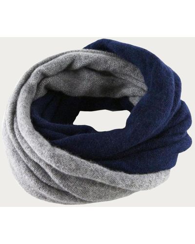 Black Navy And Warm Gray Cashmere Knit Snood - Blue