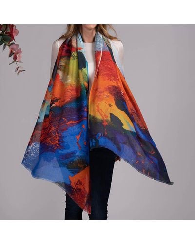 Black The Abstract Trilogy - 'sunblaze' Cashmere And Silk Wrap - Blue