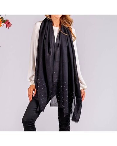 Black Swarovski Crystal Cashmere And Silk Wrap - Black