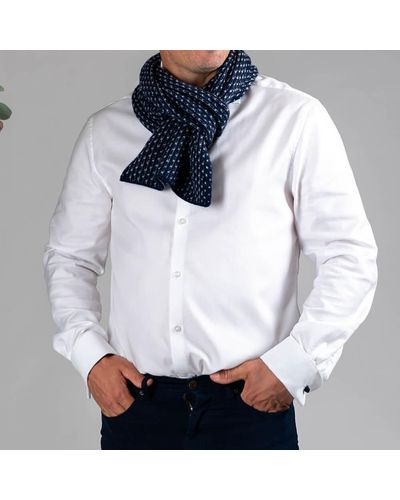 Black Navy 'chain' Double Faced Cashmere Neck Warmer - White