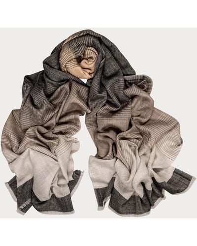 Black Milton Neutral Toned Wool And Silk Scarf - Brown