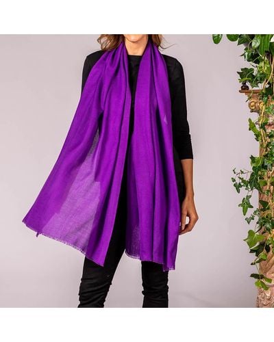 Black French Violet Cashmere And Silk Wrap - Purple