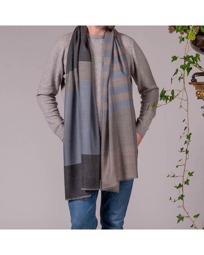 Black Hogarth Stripe Silk And Wool Scarf - Multicolour