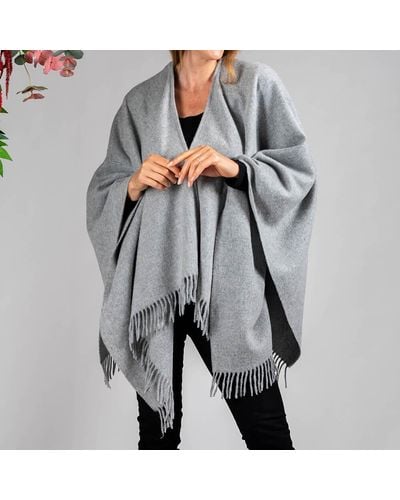 Black Silver Grey Merino Wool Cape