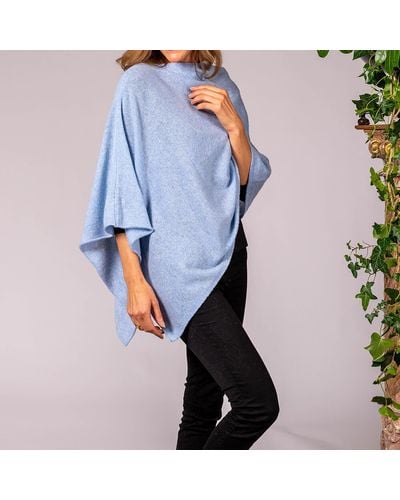 Black Baby Blue Knitted Cashmere Poncho