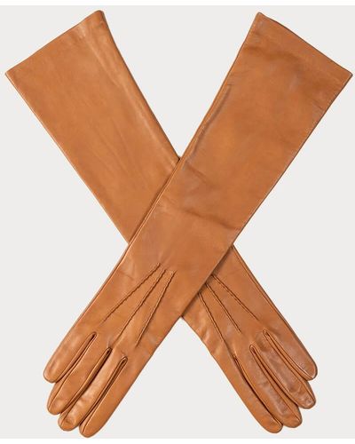 Black Tuscan Tan Long Leather Gloves - Silk Lined - Brown