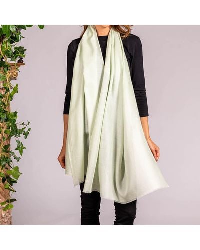 Black Pastel Green Cashmere And Silk Wrap