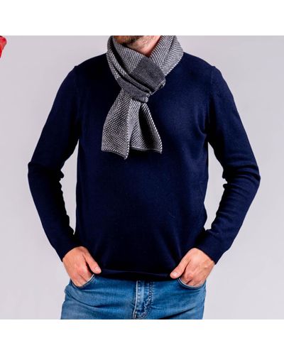 Black Charcoal And Ivory Double Faced Cashmere Neck Warmer - Grey