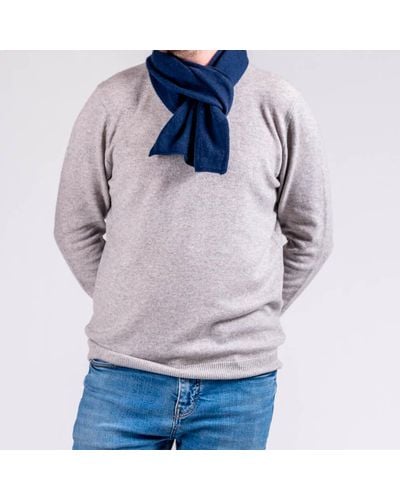 Black Navy Blue Double Faced Cashmere Neck Warmer - Gray