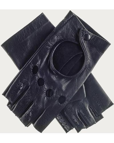 Black Ladies Leather Fingerless Gloves - Black