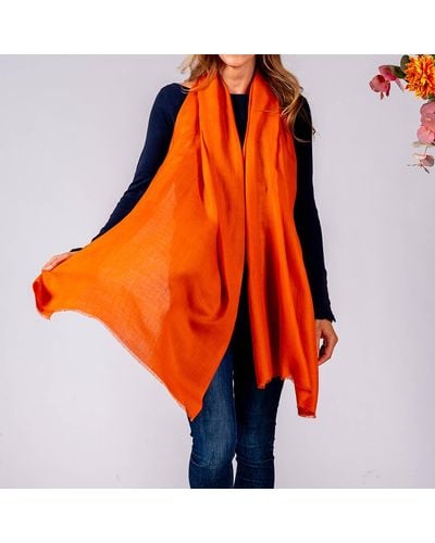 Black Terracotta Spice Cashmere And Silk Wrap - Orange