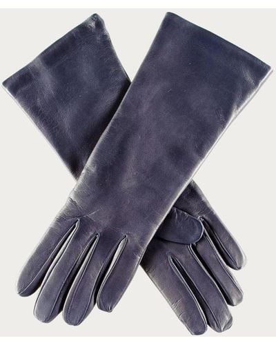 Black Midnight Navy Blue Leather Gloves With Cashmere Lining