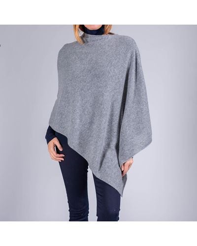 Black Warm Gray Knitted Cashmere Poncho