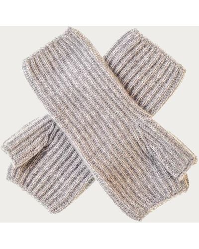 Black Gray Rib Knit Cashmere Wrist Warmers