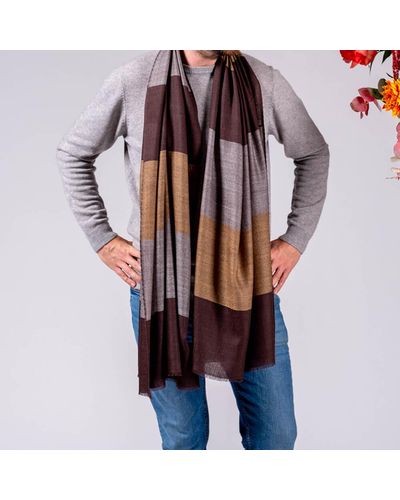 Black Hayward Brown And Gray Silk And Wool Scarf - Multicolor