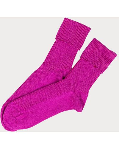 Black Ladies Fuchsia Pink Cashmere Socks