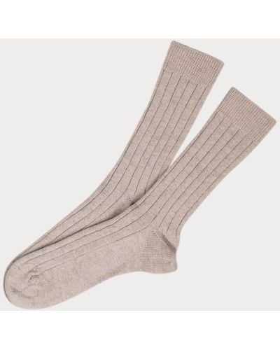 Black Men's Sandy Beige Cashmere Socks - Pink