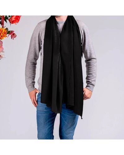 Black Classic Silk And Wool Scarf - Black