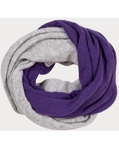 Black Indigo And Gray Knitted Cashmere Snood - Purple