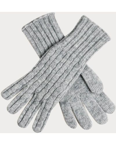 Black Ladies Gray Cable Knit Cashmere Gloves