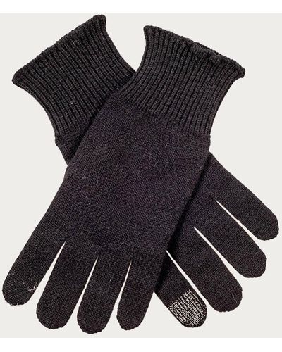Black Men's Touch Screen Cashmere Gloves - Black