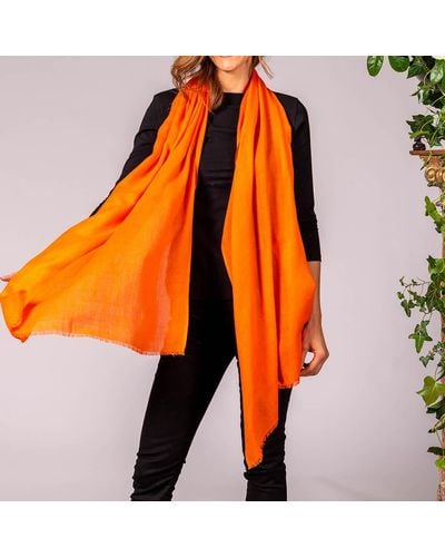 Black Citrus Orange Cashmere And Silk Wrap