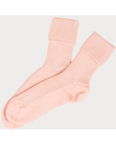 Black Ladies Coral Cloud Cashmere Socks - Pink
