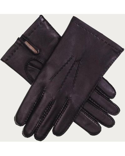 Black Men's Cashmere Lined Leather Gloves - Black