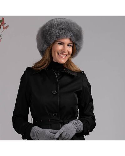 Black Grey Luxury Baby Alpaca Hat - Black