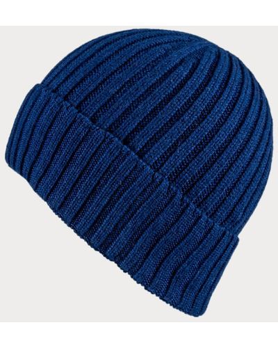 Black The Classic Navy Cashmere Beanie Hat - Blue