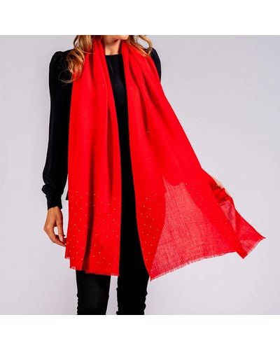 Black Swarovski Red Wrap In Cashmere And Silk