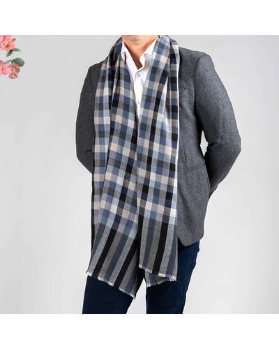 Black Lynsted Check Silk And Wool Scarf - Black