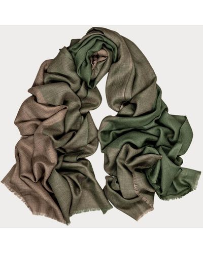 Black Bartlett Military Toned Wool And Silk Scarf - Green