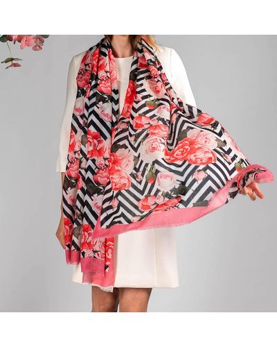 Black The 'unexpected' Trilogy - Pink Peony Cashmere And Silk Wrap - Red