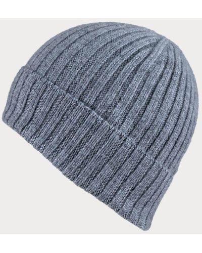 Black The Classic Gray Cashmere Beanie Hat - Blue