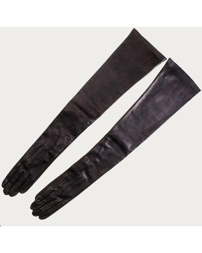 Black Long Leather Gloves - Multicolor