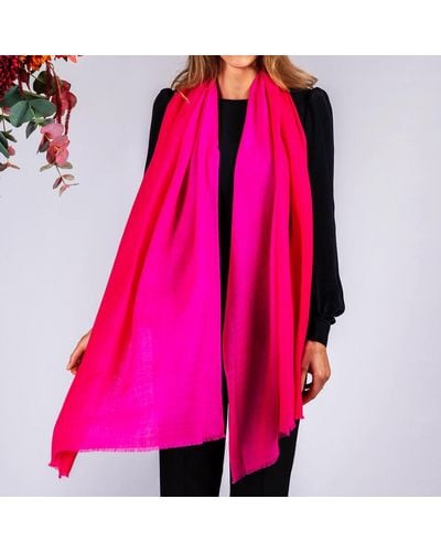 Black Razmatazz Pink Shaded Cashmere And Silk Wrap