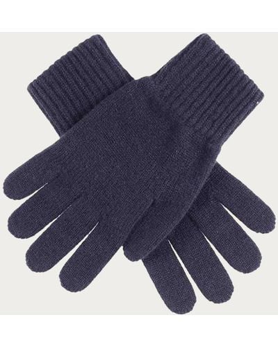 Black Men's Navy Cashmere Gloves - Blue