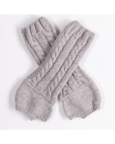 Black Grey Chunky Cable Knit Cashmere Wrist Warmers